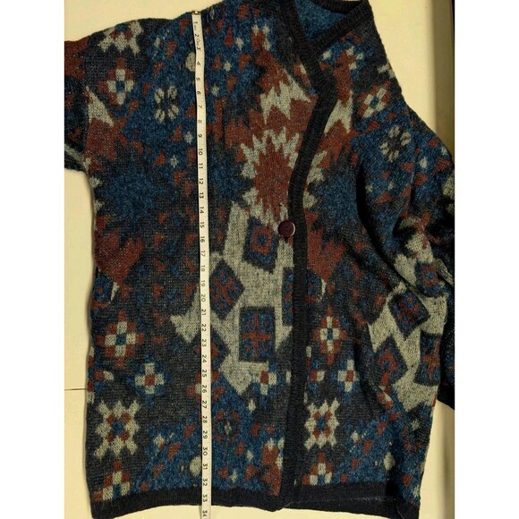 VTG Cervelle Cardigan Sweater Men's XL Thick Wool Blend Long Aztec Southwestern - Picture 7 of 13